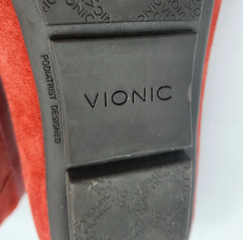 Vionic Kenya‎ Brick Red Suede Horsebit Leather Loafers Women's US 8W